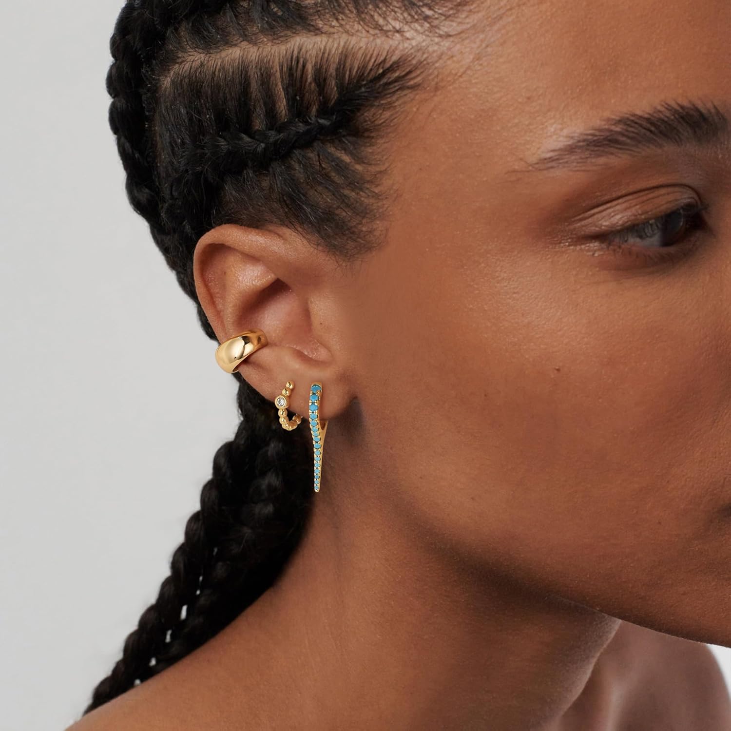 DREMMY STUDIOS Gold Dainty Huggie Hoop Earrings 18K Gold Plated Exquisite Open Tassel Dangle Charm Drop Sleeper Geometric Cross Coin Star Heart White CZ Simple Hypoallergenic Earrings for Women - Image 2