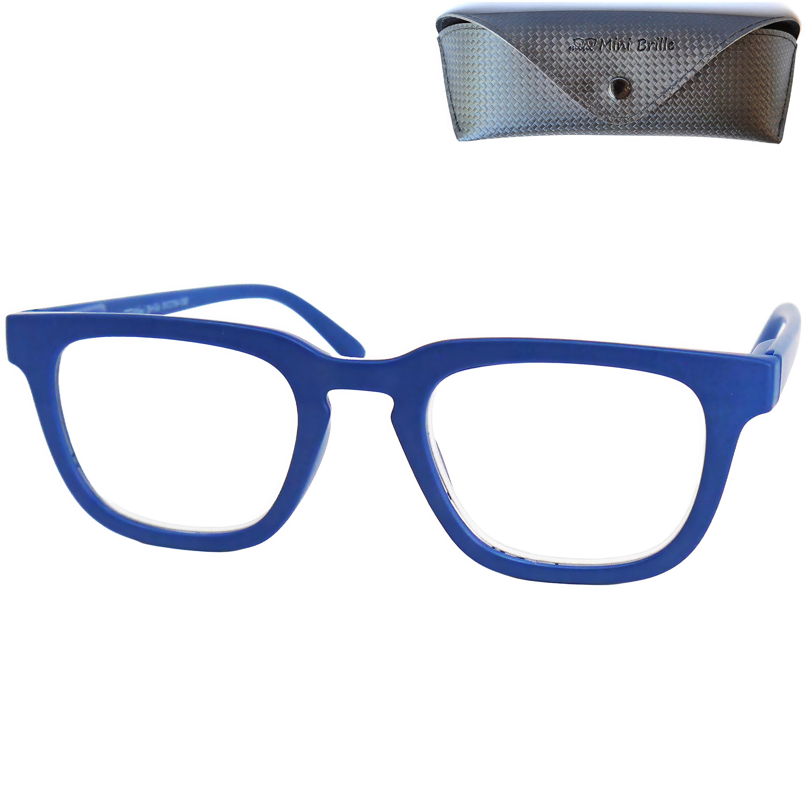 Mini Brille Men's Blue - Nerd Lightweight Reading Glasses With Rectangle Lenses, Free Case, Plastic Frame (Blue), Wo And Reading Glasses +1.50 Magnification