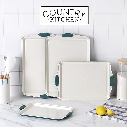 Miniatura 131 de Country Kitchen Juego de utensilios para hornear apilables antiadherentes, resistentes, duraderos, de fácil liberación, color rojo, 10