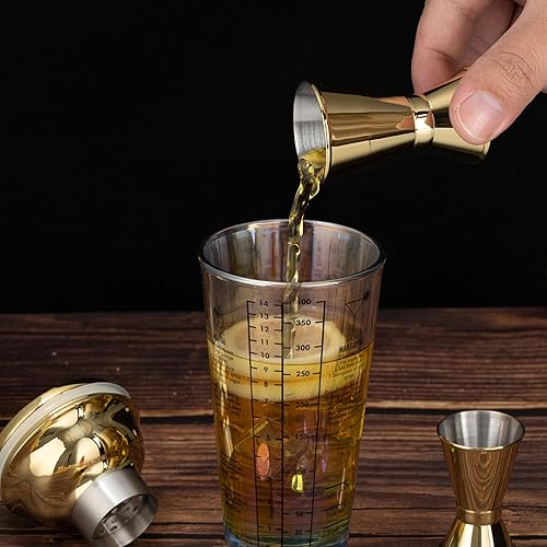 Miniatura 3 de Juego de coctelera de cristal, mezclador de Martini de 14 onzas con colador integrado, jigger de medición, mezclador de bebidas Margarita, mezclador