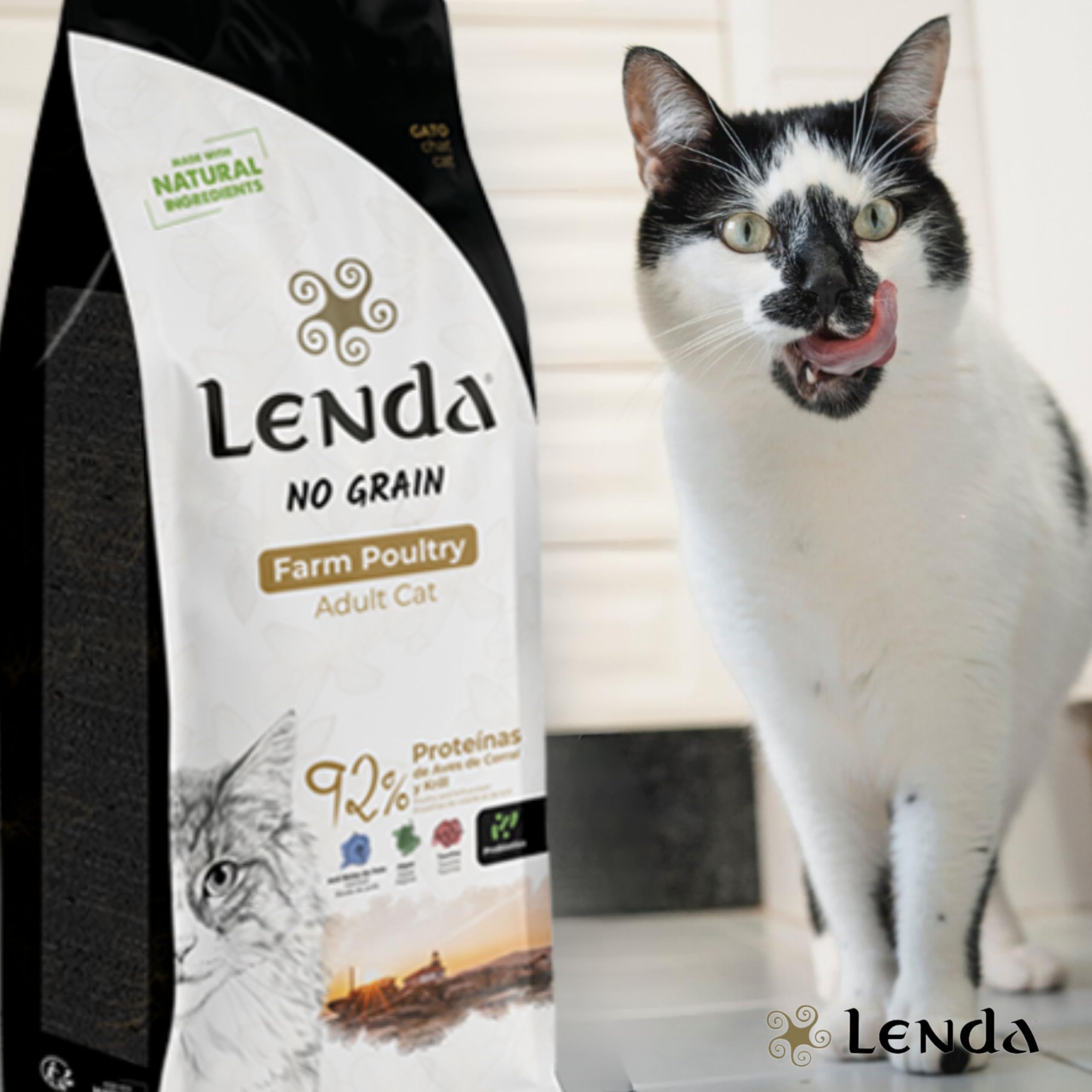 Lenda Gato Adult Farm Poultry 7Kg - Pienso SIN Cereales para Gatos Adultos | Comida Natural con Botánicos y Probióticos | Hipoalergénico