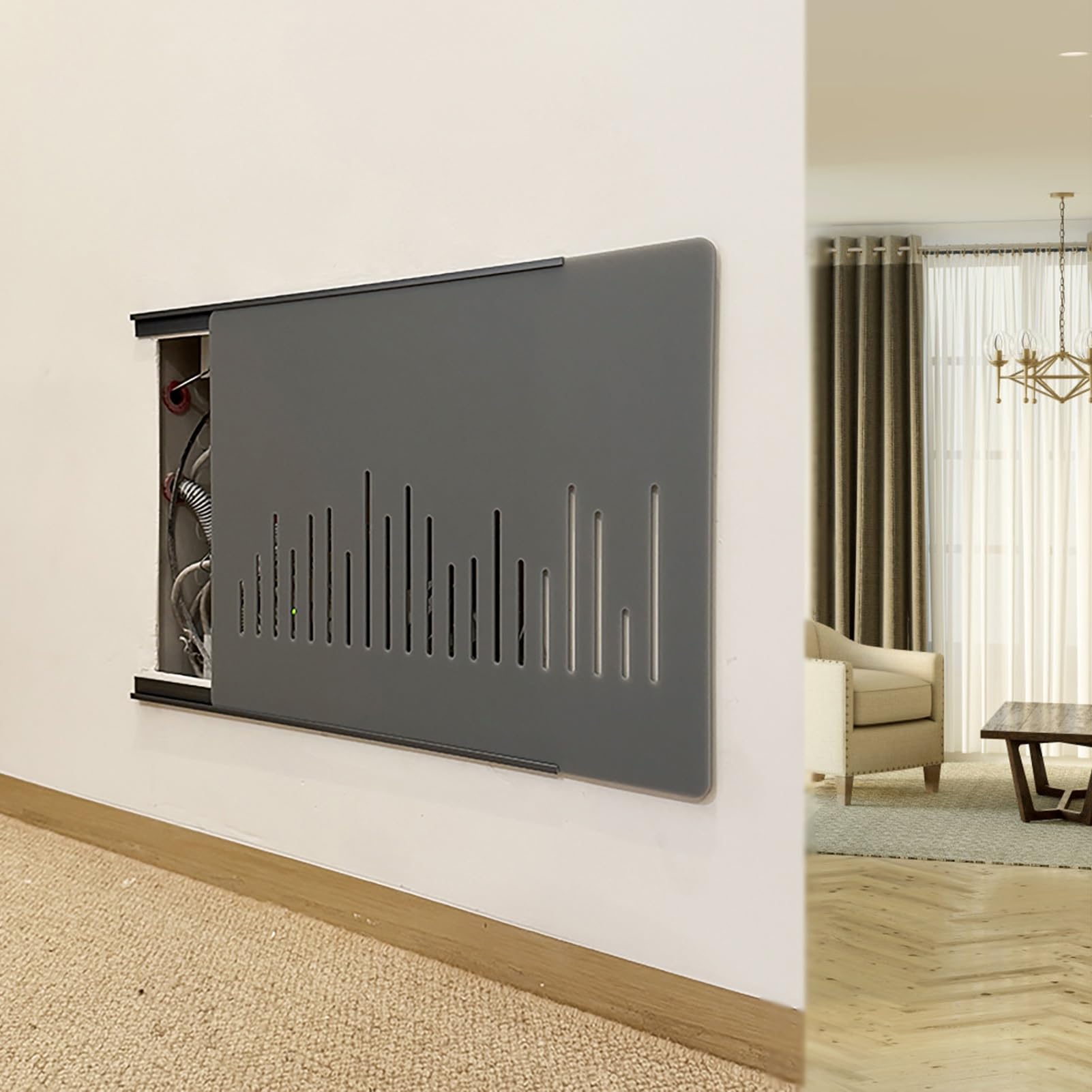 Armoire à fusibles coulissante pour cacher un compteur électrique gris