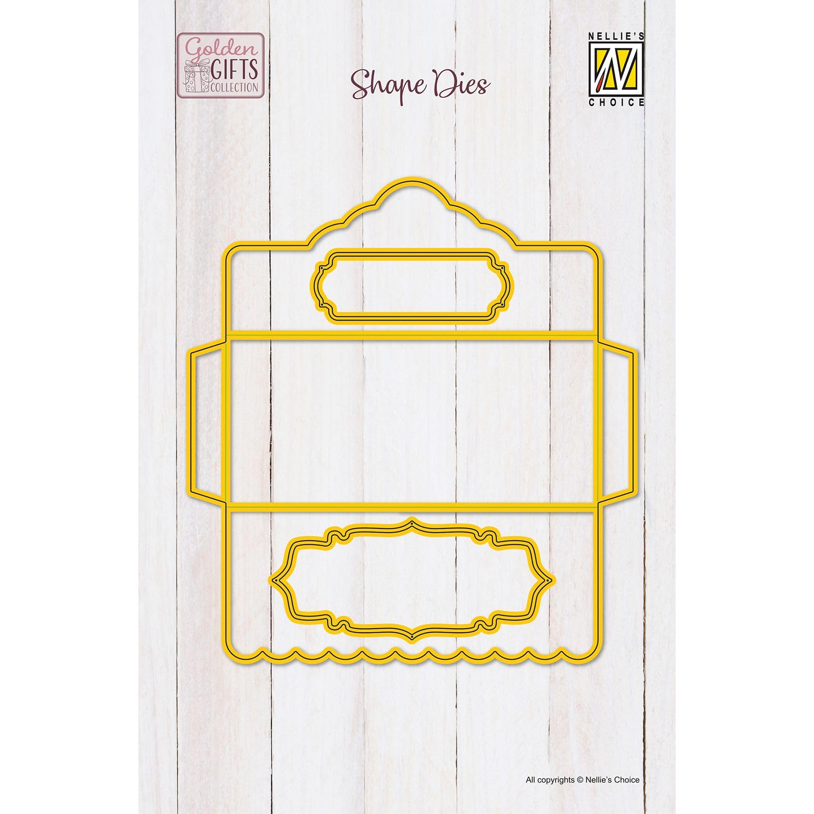 Nellie's Choice Cutting Die Envelope of 5.7 x 6.1-Card Making Supplies-3 Metal Dies for Gifts, DIY and Paper Crafts, Yellow, 14.5 x 15.5 cm
