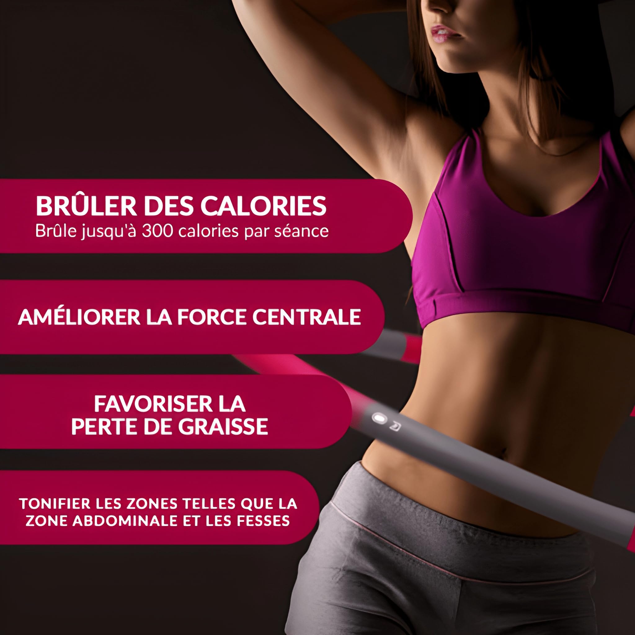 ResultSport Cerceau Fitness Hula Hoop Adulte | Cerceau hula hoop lesté pour la perte de poids et le fitness maison - 100cm, démontable, adulte