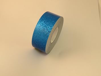 Glitter Flake Vinyl Tape with Self-Adhesive, Glitter Chips Sparkle 2 Tapes 1/2 inch x 25 ft 50 ft Total, Light Blue
