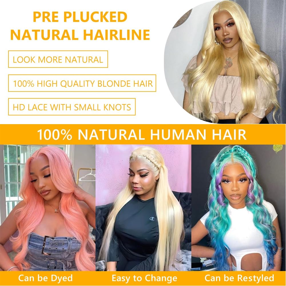 QTHAIR 18A #613 HD Lace Closure Russian Blonde #613 Human Hair Lace Frontal Closure 100% Platinum 613 Blonde Human Hair for Black Women (14", 613 4x4 Lace Closure, Honey Blonde Closure)