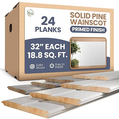 Interwood Reversible Beadboard Wainscoting Panels - Primed Tongue & Groove,