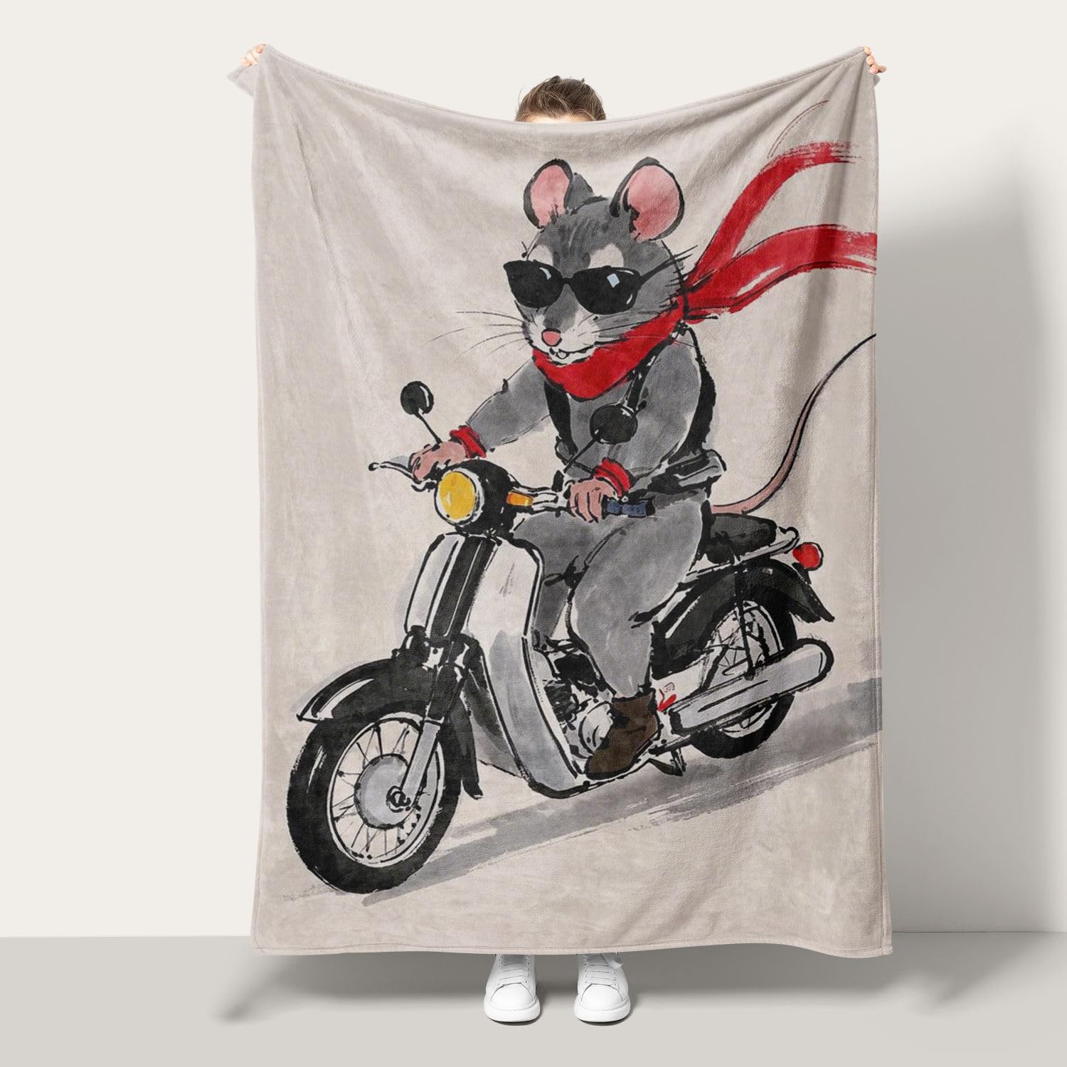 Couverture souris à moto 100x130cm en flanelle premium au toucher ultra doux