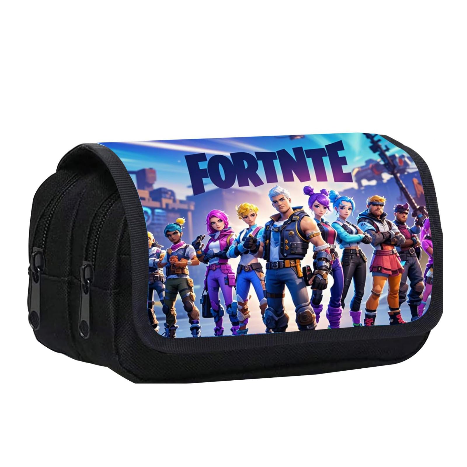 Doyomtoy etui met dubbele ritssluiting, pennenetui voor videogames, grote capaciteit, themapennen, kinderen, Zwart
