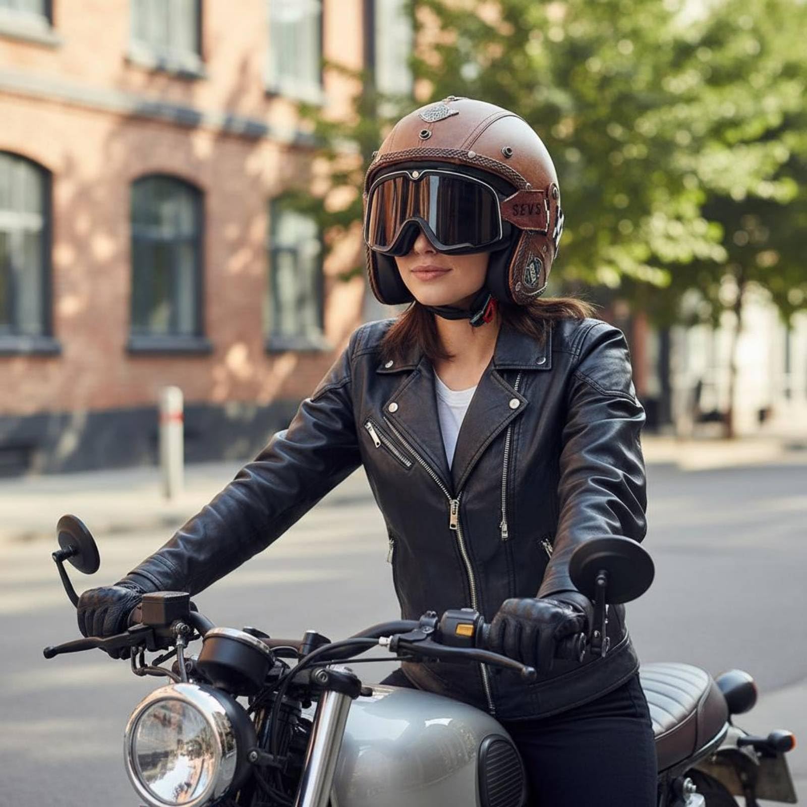 brown leather look motorcycle helmets ATORSE Braided Trim Vintage Motorcycle Half Helmet Decorative Rivets Brown  Leather-Look Helmet, XL, Dark Brown W Mask : Amazon.in: Car & Motorbike