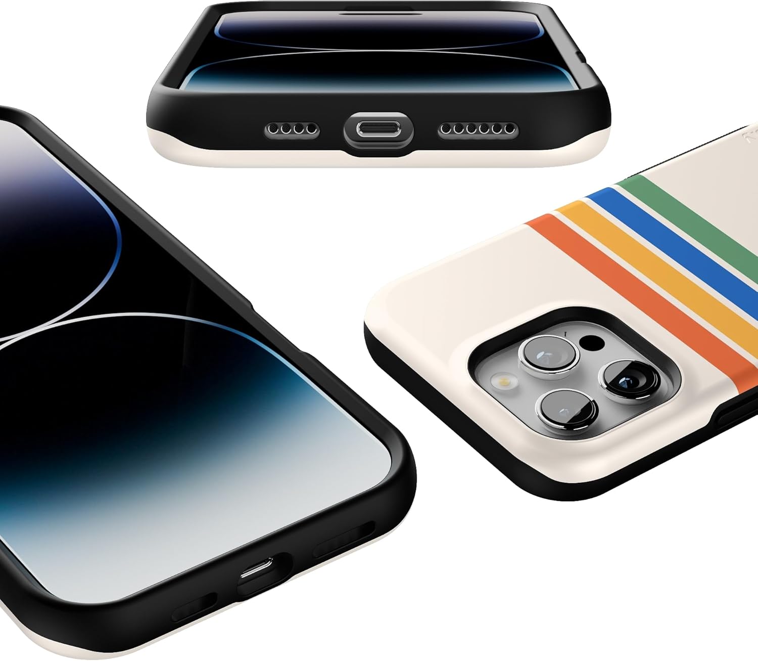 Casely iPhone 16 Pro Max Case | Totally Groovy | Rainbow Stripes Color Block | Bold Protective Design | Compatible with MagSafe