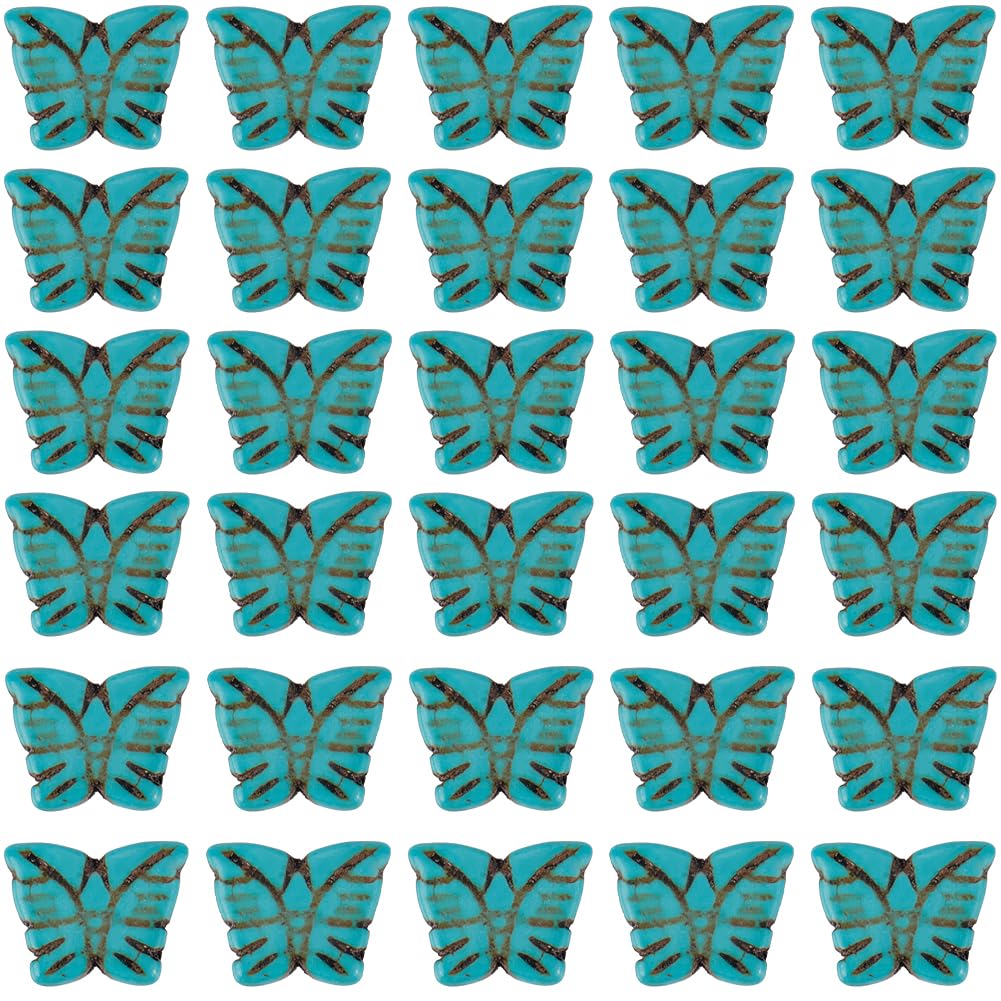 Cuentas de howlita azul turquesa en forma de mariposa para hacer joyas, SUNNYCLUE 150 uds