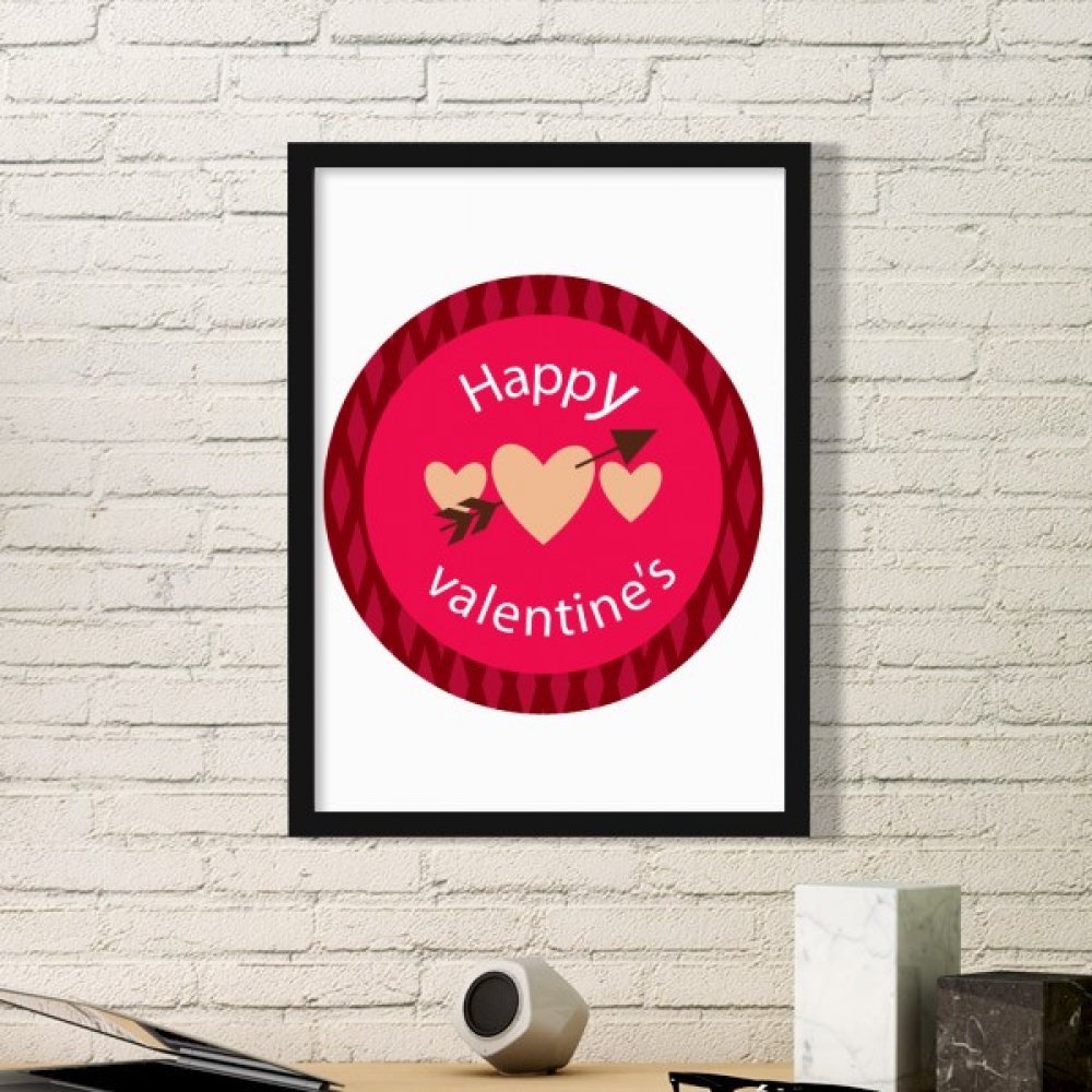 Ronde rose en forme de coeur art prints avec cadre noir au fini soigné