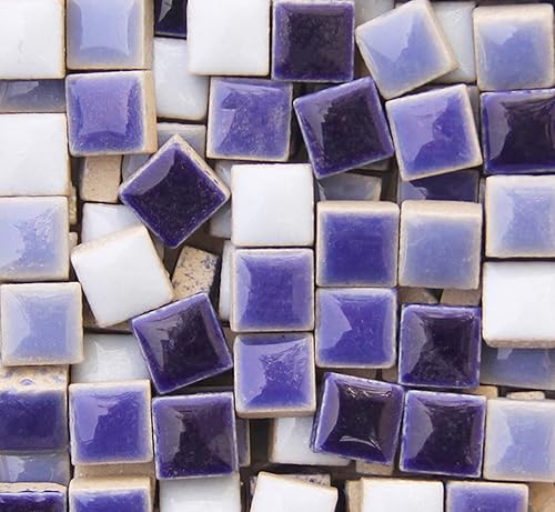 PINUO&KE Mosaico cuadrado de cerámica de 0.4 x 0.4 pulgadas, 7.05 oz7.05 oz, para manualidades, coloridas vidrieras para proyectos de mosaico,