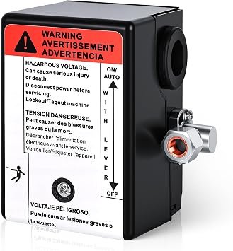 23474661 Air Compressor Pressure Switch for Ingersoll Rand, 100/135 PSI Pressure Switch for Ingersoll-Rand SS3 SS4 SS5 Single Stage Compressors, 3/8" NPT with Built-In Unloader Valve