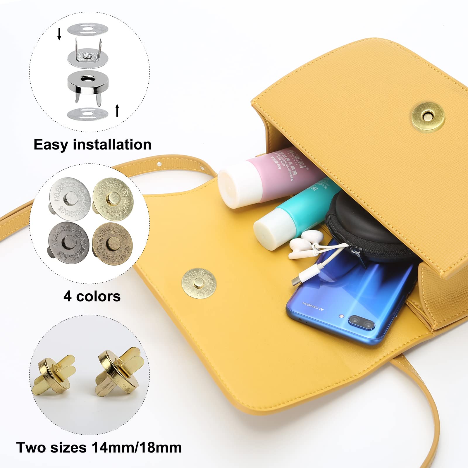 Bottoni Magnetici Per Borse - Set Da 48 Pezzi, 14mm E 18mm, 4 Colori - Foto 7