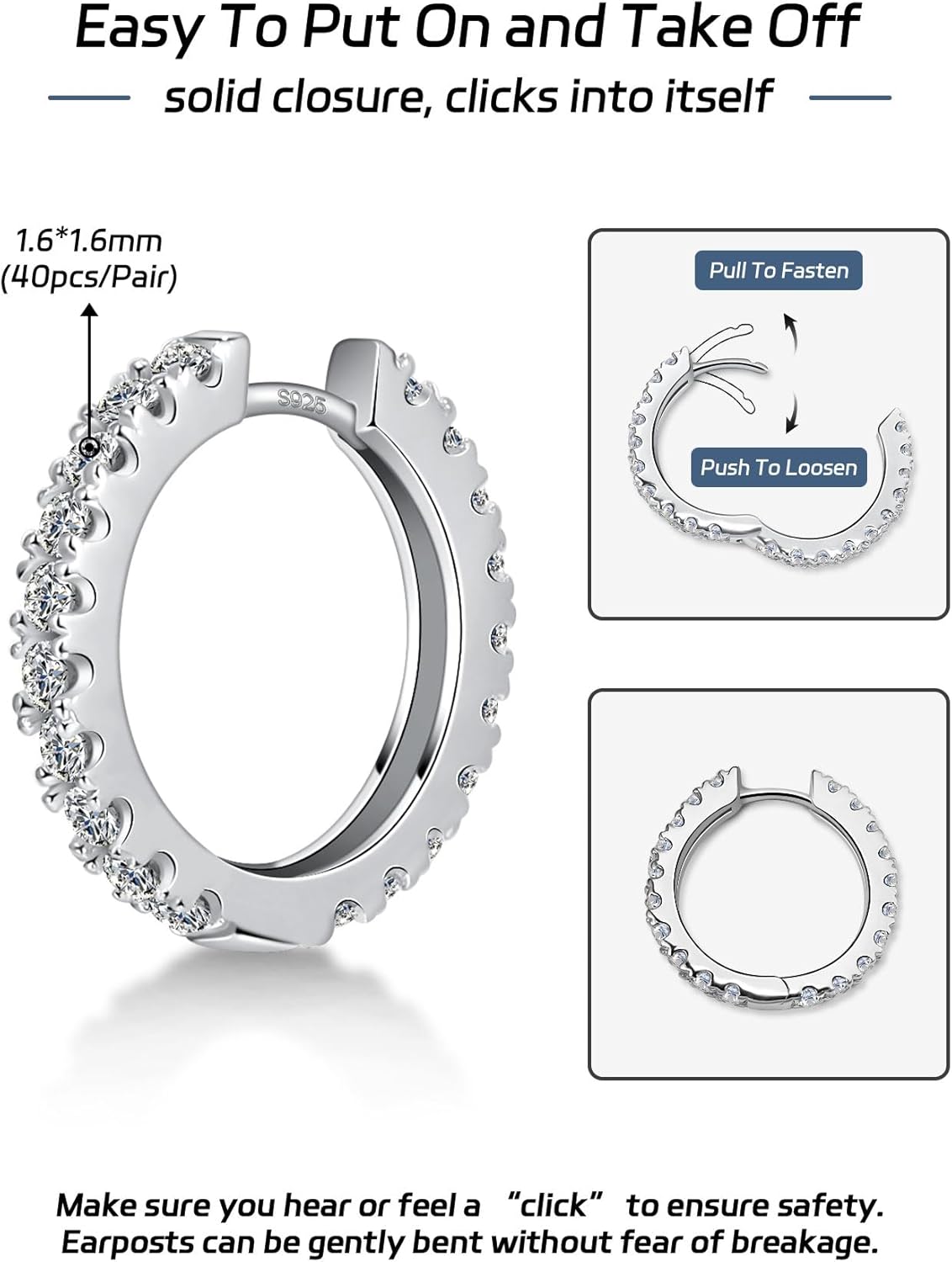 Ladylike 2.72cttw Moissanite Huggie Hoop Earrings for Women Pear Cut Dangle Drop Earrings D Color VVS1 Clarity 925 Sterling Silver Hypoallergenic Ear Jewelry