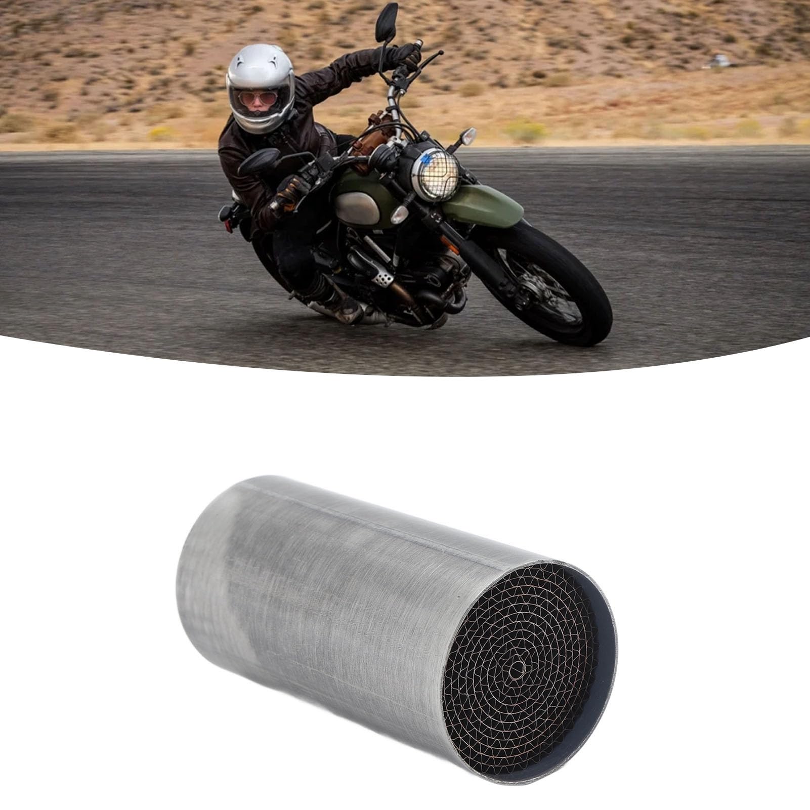 Échappement de Moto Catalyseur de Tuyaux Mid Typel Minongeur Fon Échappement Moyen Avant avec Réduction du Bruit Améliorée pour le Remplacement Générique de la Moto (48 * 100 mm)