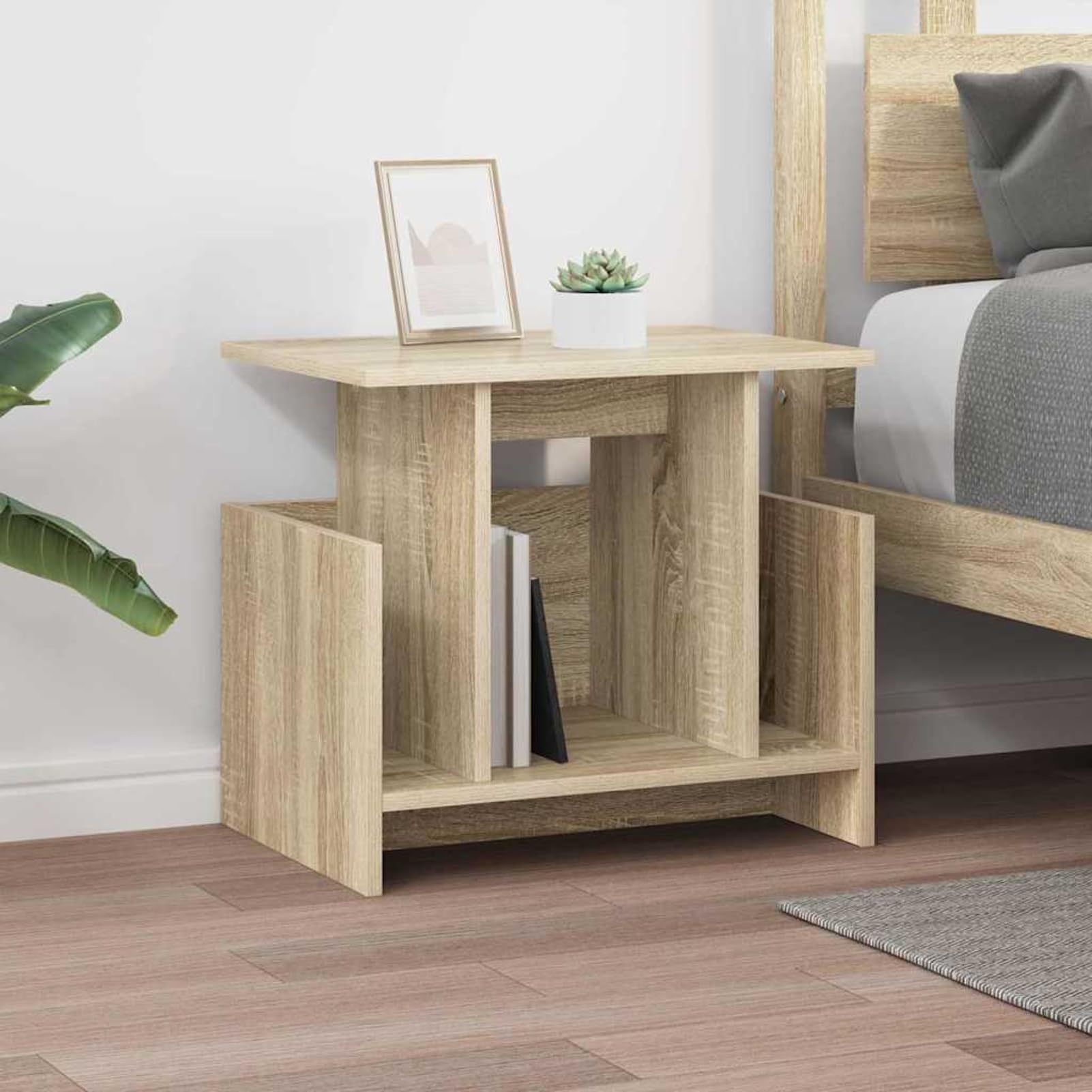 Gecheer TV-Ständer Sonoma-Eiche 50 x 35 x 45 cm Holzwerkstoff, Fernsehschrank Fernsehtisch TV-Lowboard für Wohnzimmer Home-Cinema Gamerzimmer891004