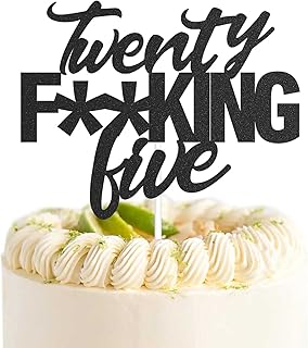 Twenty Five Black Glitter Cake Toppers 25 Years Old 25th Birthday Party Decorations Supplies