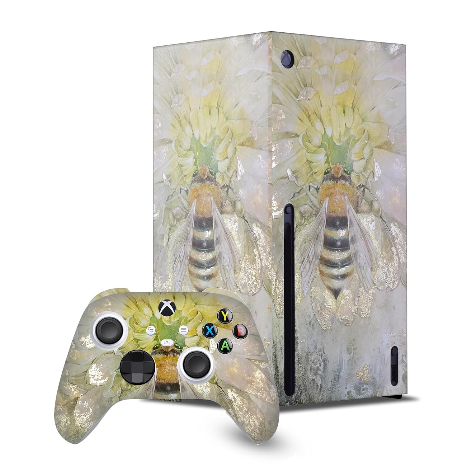 Head Case Designs Officially Licensed Stephanie Law Bee Art Mix Game Console Wrap and Game Controller Skin Bundle Compatible With Xbox Series X