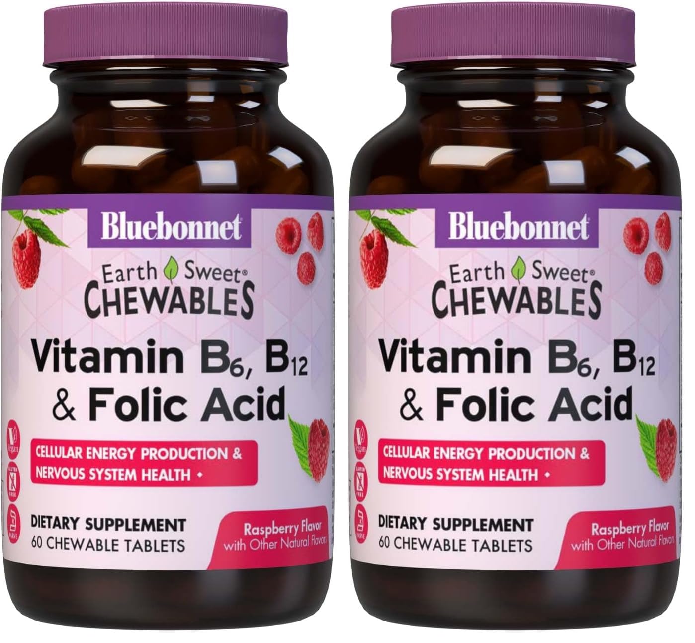 BlueBonnet Nutrition Earth Sweet Vitamin B6, 60 Chewable Tablets 60 Count (Pack of 2)