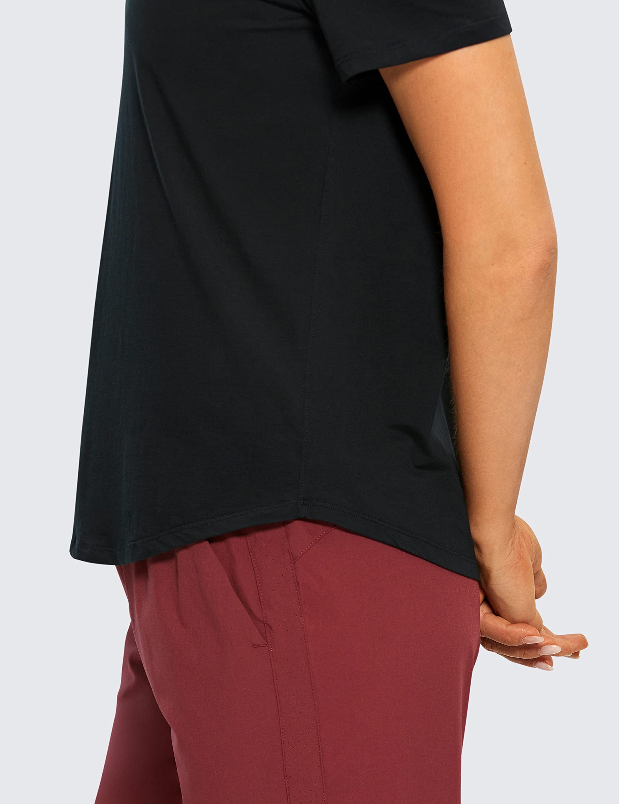CRZ YOGA Pima Camisas de Manga Corta de Algodón para Mujer Tops Sueltos de Entrenamiento Casual