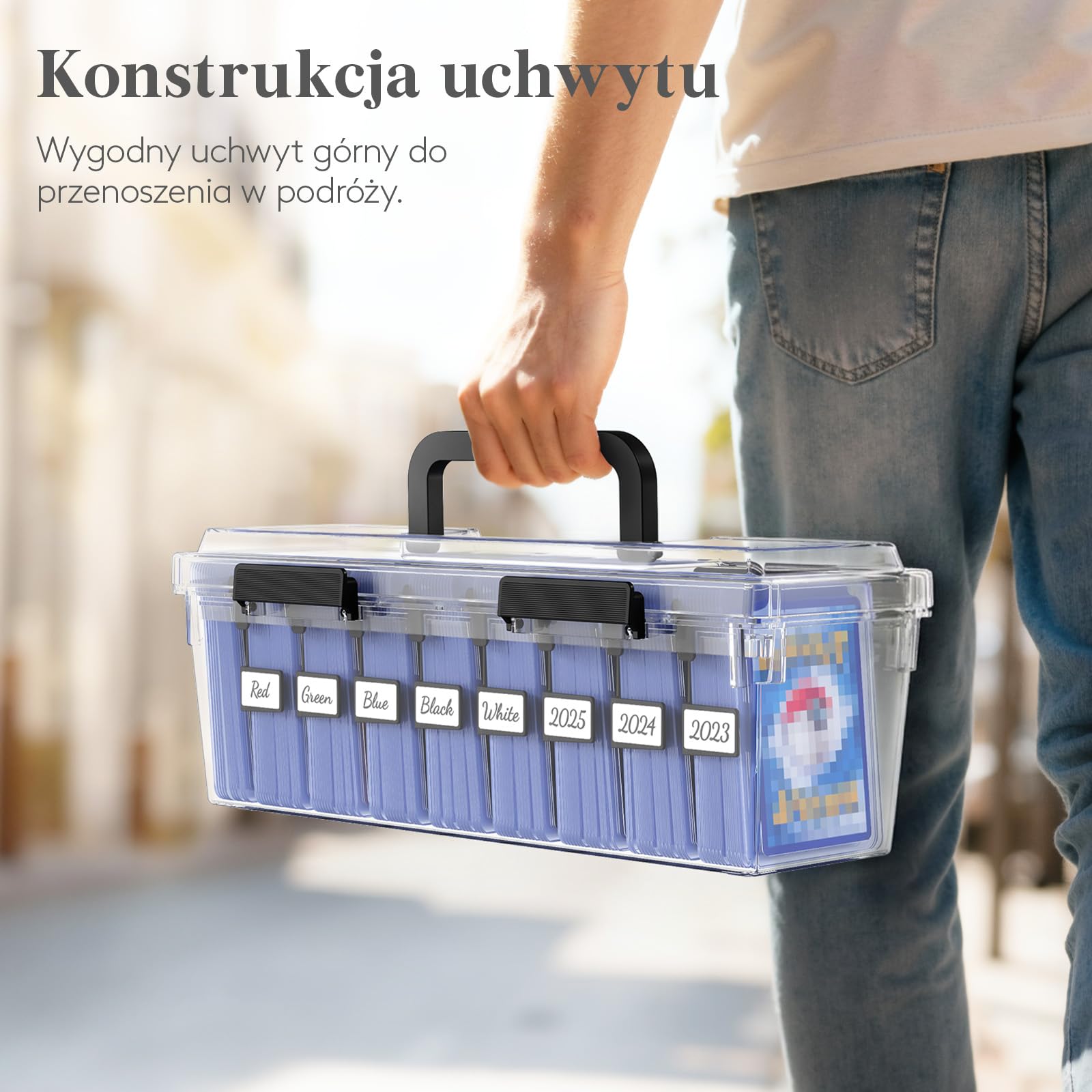Lifewit Zestaw 2 pudełek do przechowywania kart kolekcjonerskich z tworzywa sztucznego, do 1800 kart, z 16 przegródkami na karty i 40 etykietami, na karty MTG, TCG, Yugioh i Sport
