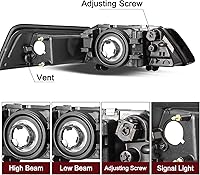 Vista 4 de JSBOYAT Par de montaje de faros delanteros para Ford Mustang 1999-2004 [tipo halógeno de fábrica] Par de repuesto de faros delanteros estilo OE