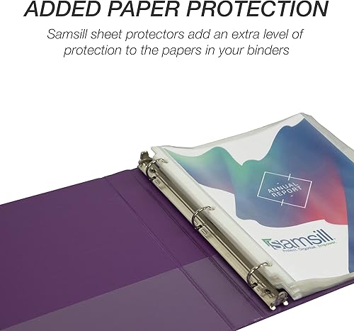 Vista 324 de Samsill Carpeta duradera de 1.5 pulgadas, fabricada en los Estados Unidos, carpeta de anillos en D, carpeta transparente personalizable, surtido