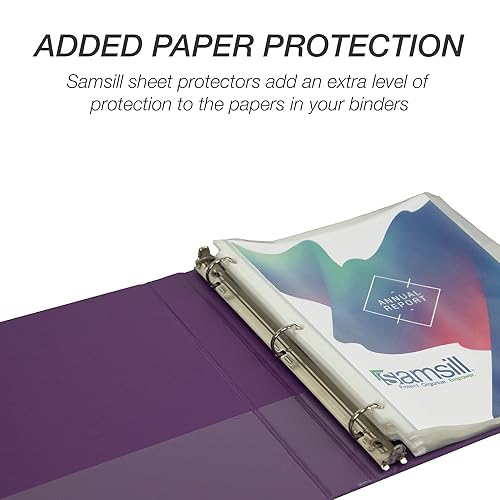 Vista 311 de Samsill Carpeta duradera de 1.5 pulgadas, fabricada en los Estados Unidos, carpeta de anillos en D, carpeta transparente personalizable, color Negro