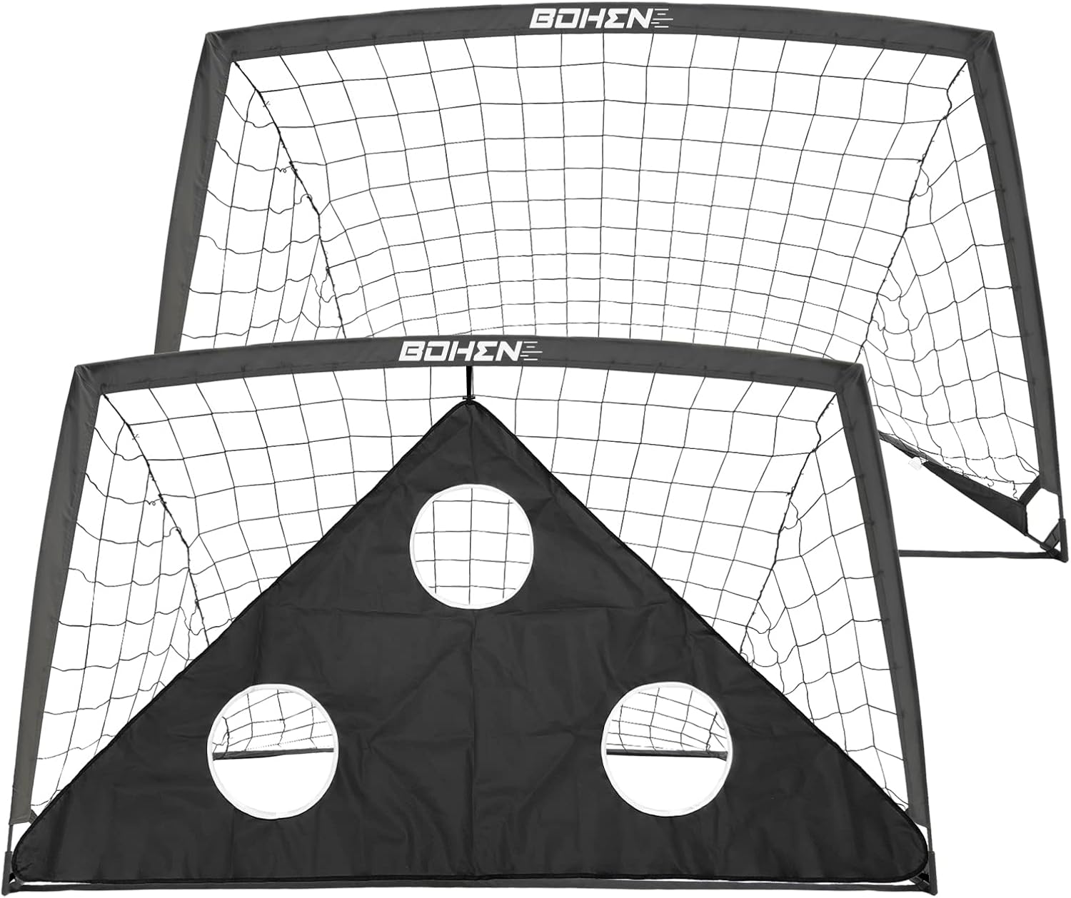 BOHEN Target Soccer Goal Set of 2 Nets 6x4FT with