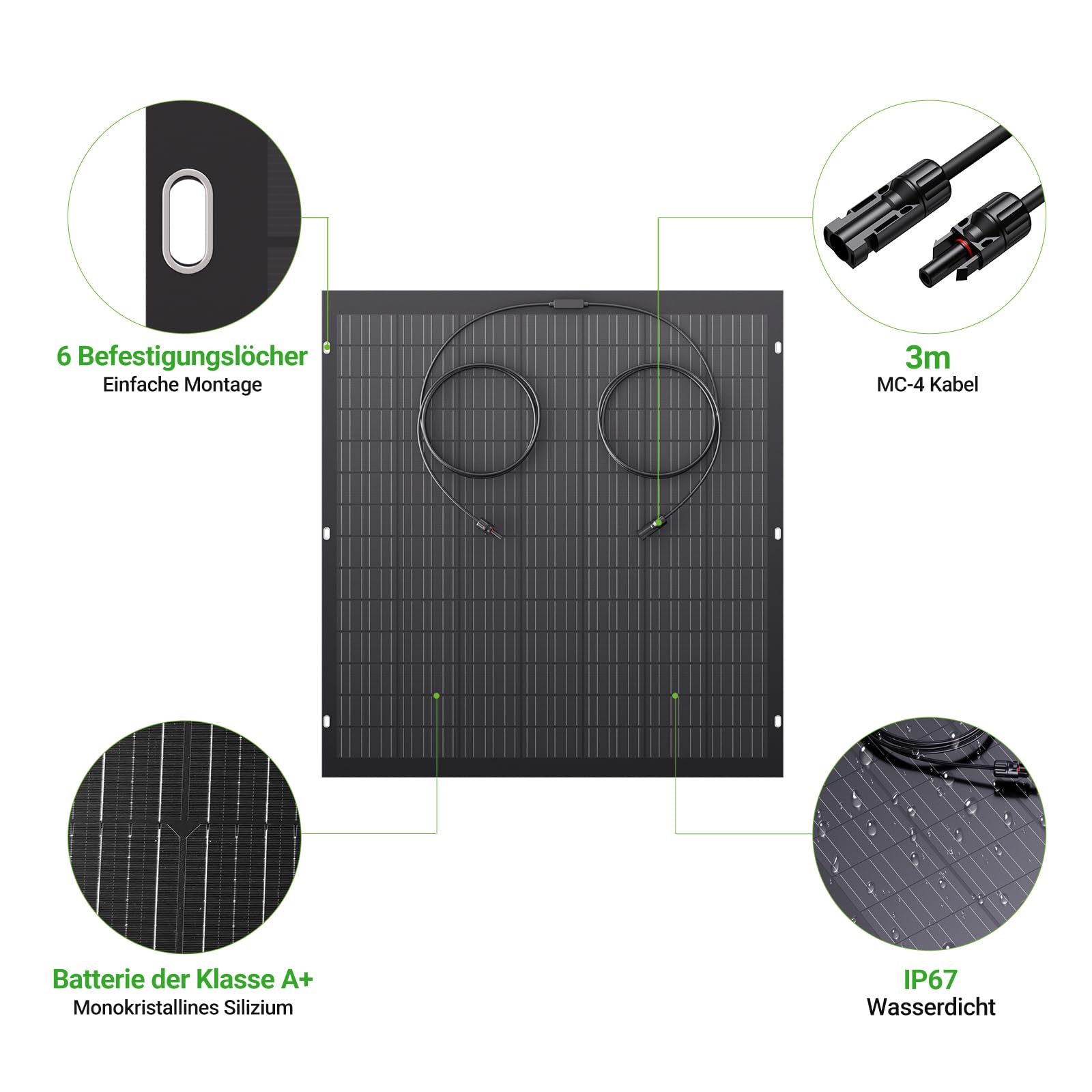 480W Flexibel Solarpanel Kit, 2X 240W Monokristallines Flexibles Solarmodul, IP67, Solarzelle Photovoltaik Off Grid, für Wohnmobil, Auto, Schuppen, Dach, Boot, Balkon, 12V Batterien