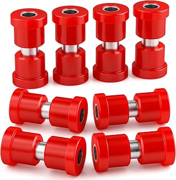 Club Car DS Front & Rear Leaf Spring Bushing Kit, Golf Cart Leaf Spring Polyurethane Bushing and Sleeves for 1981-Up DS, Upgraded Red GolfCart Suspension Shackle Parts OE Replaces 1012303 1015583