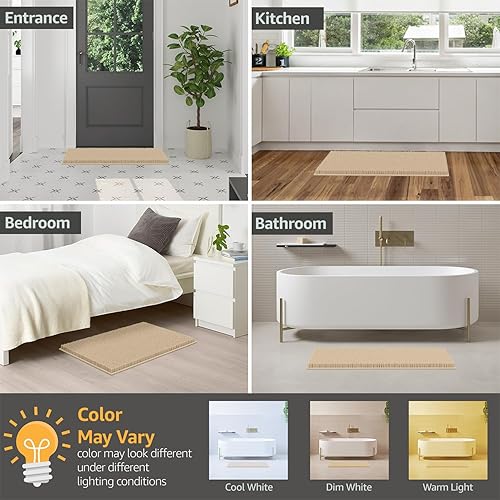 Miniatura 5 de LuxUrux Tapete de microfibra afelpada, de felpilla extrasuave, pelo largo de 1 pulgada, muy absorbente, para baño o ducha, lavar y secar a máquina,