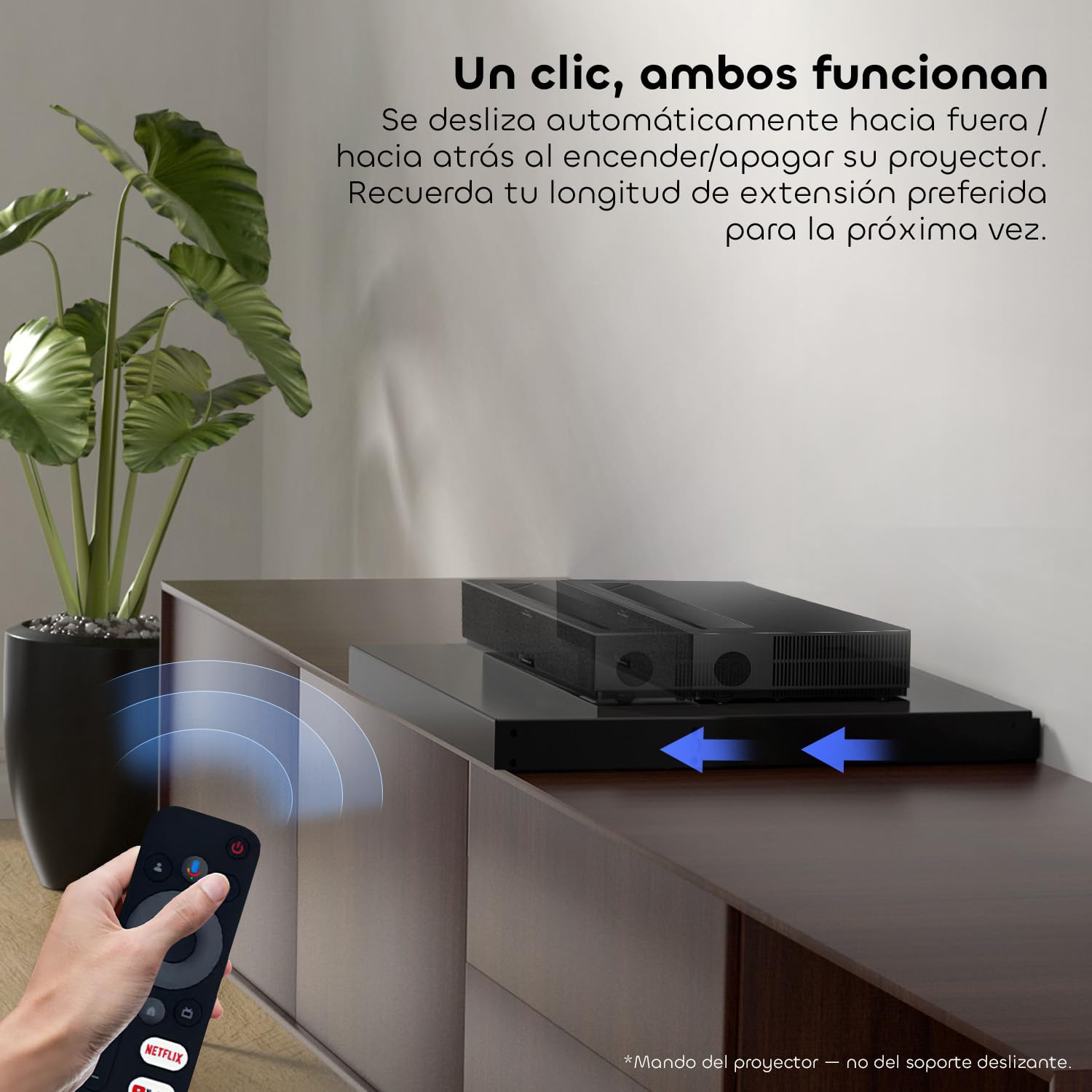 Bandeja Deslizante Motorizada para Proyectores Ultra Corto, Extensible 80"-150", Telescópica Retráctil Automáticamente, Sincronización Inteligente con la Potencia del UST Laser TV