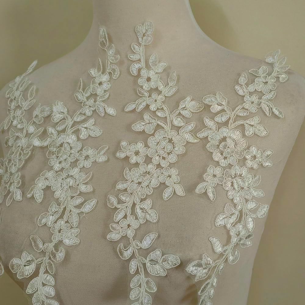 2 Pair of Lace Decal Clothing Decoration Headwear Lace DIY Wedding Accessories (White)