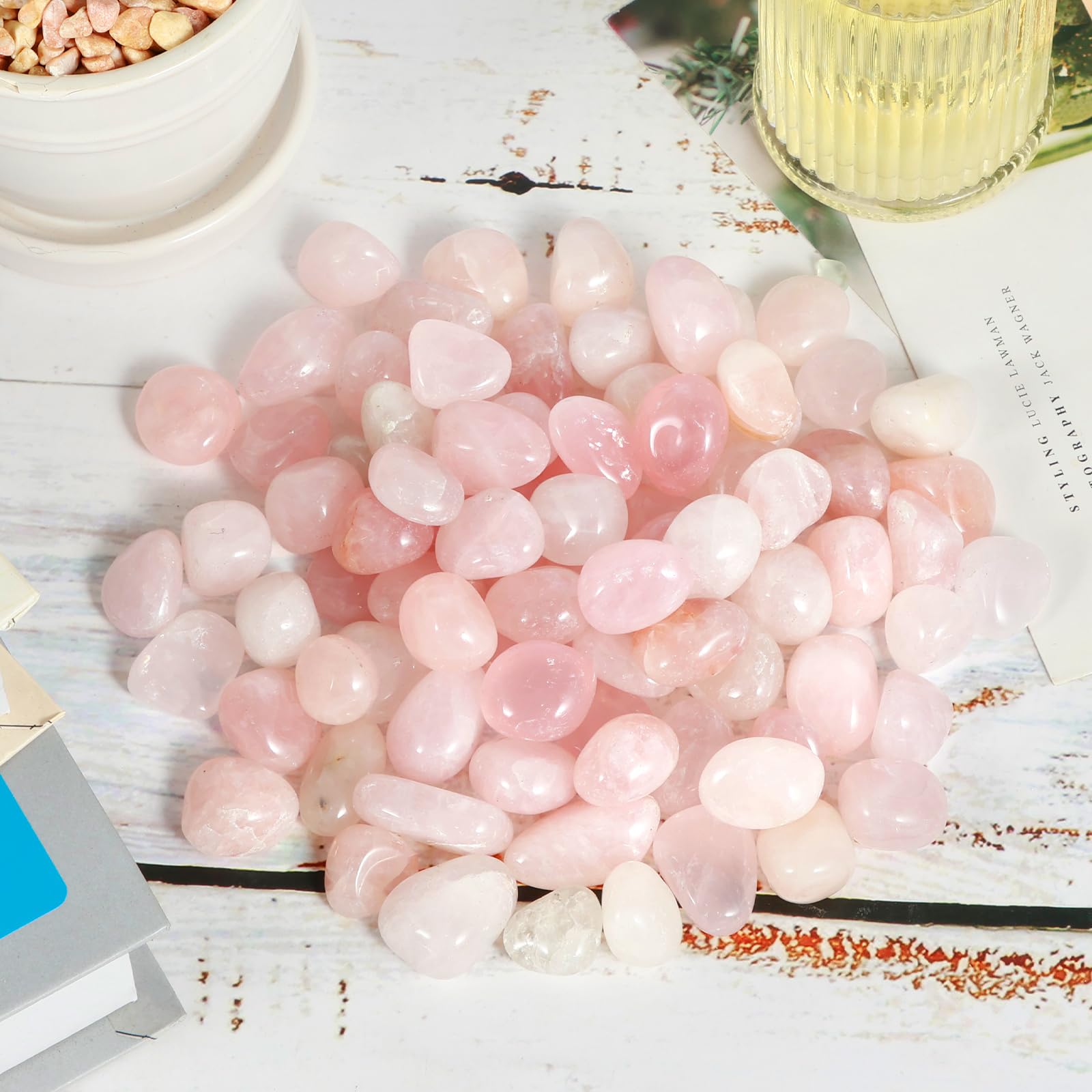 BENGBUM Natural Crystal Stones Irregular Polished Crystal Chips Bulk Crystals Gemstones Chips Vase Filler Decorative Stones Natural Obsidian Crystal Pieces for Home Fish Tank Plant Pot Decoration QA