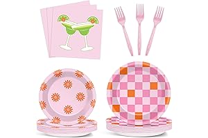 96PCS Margarita Party Plates | Checkered Fiesta Tableware
