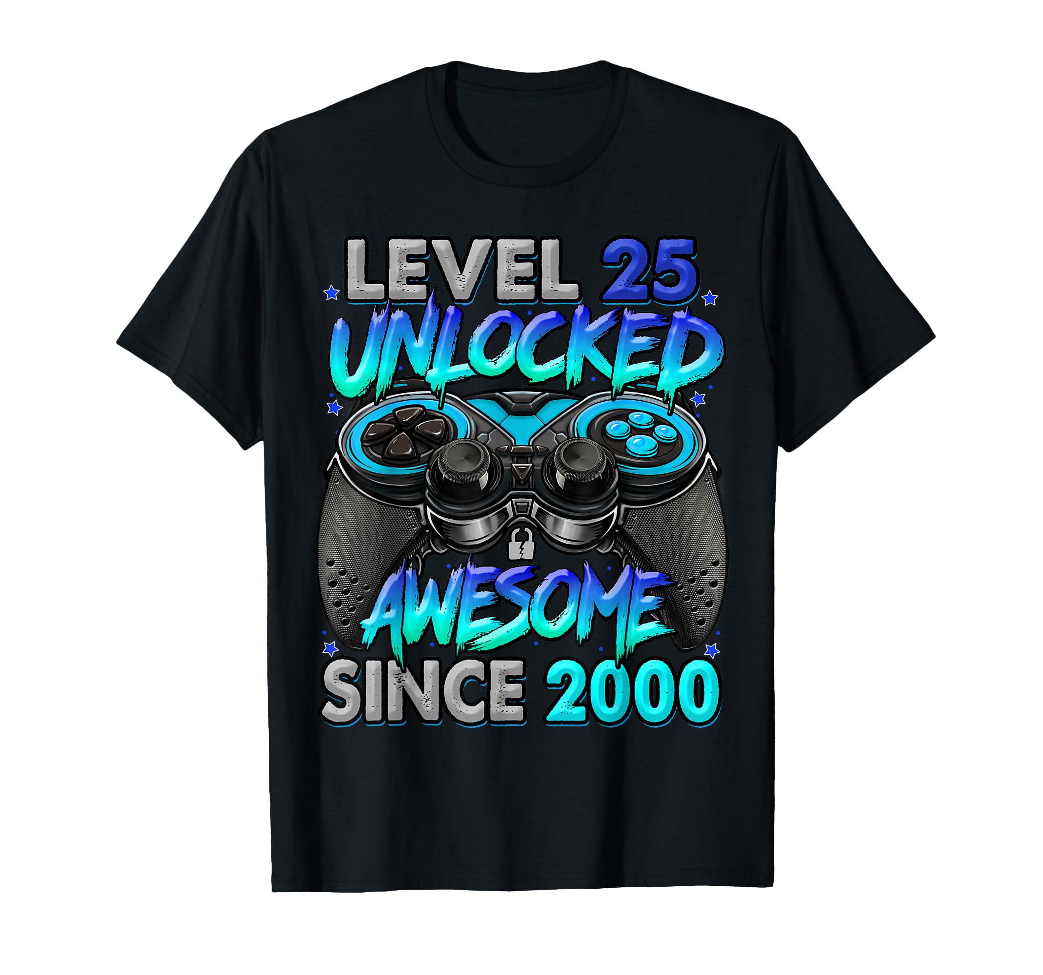 Level 25 Unlocked Awesome Since 2000 25th Birthday Gaming T-Shirt