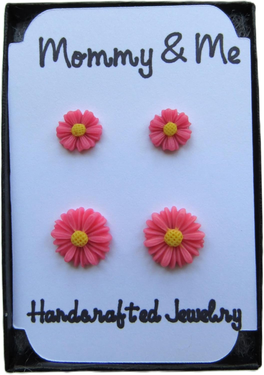 Mommy and Daughter Coral Daisy Stud Earrings, Mother Daughter Matching Flower Jewelry