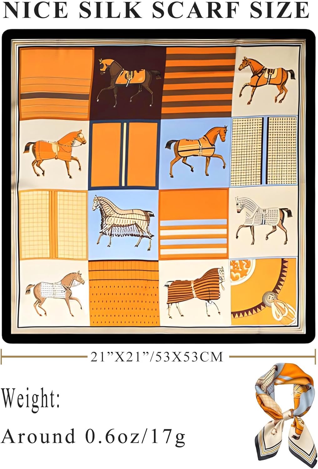 100% Mulberry Silk Scarf for Women Hair Lightweight Square Neckerchief Wrap For Head Scarves 21" - Image 2