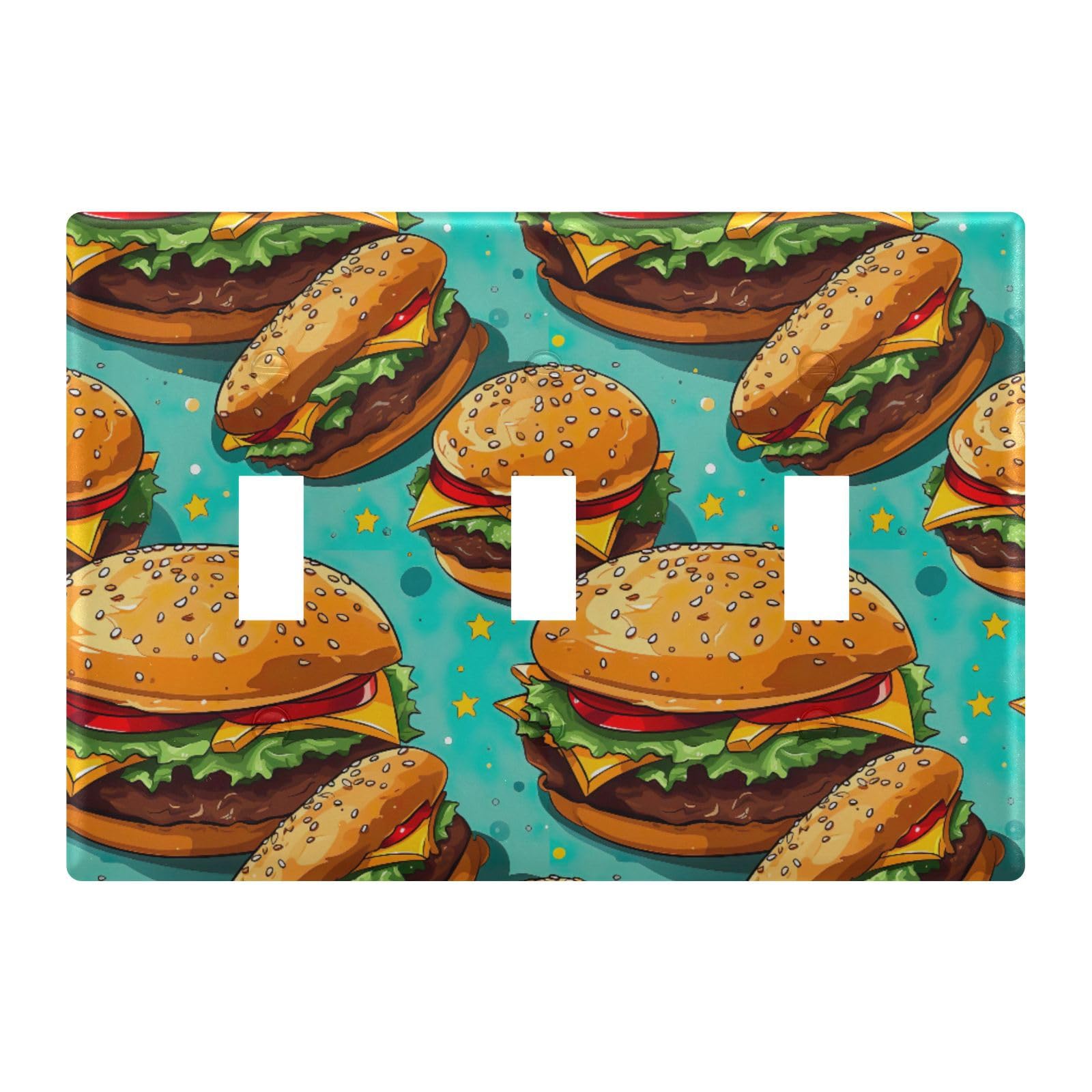Light Switch Cover Hamburger Wall Plates for Electrical Outlets 3 Gang 202a8870