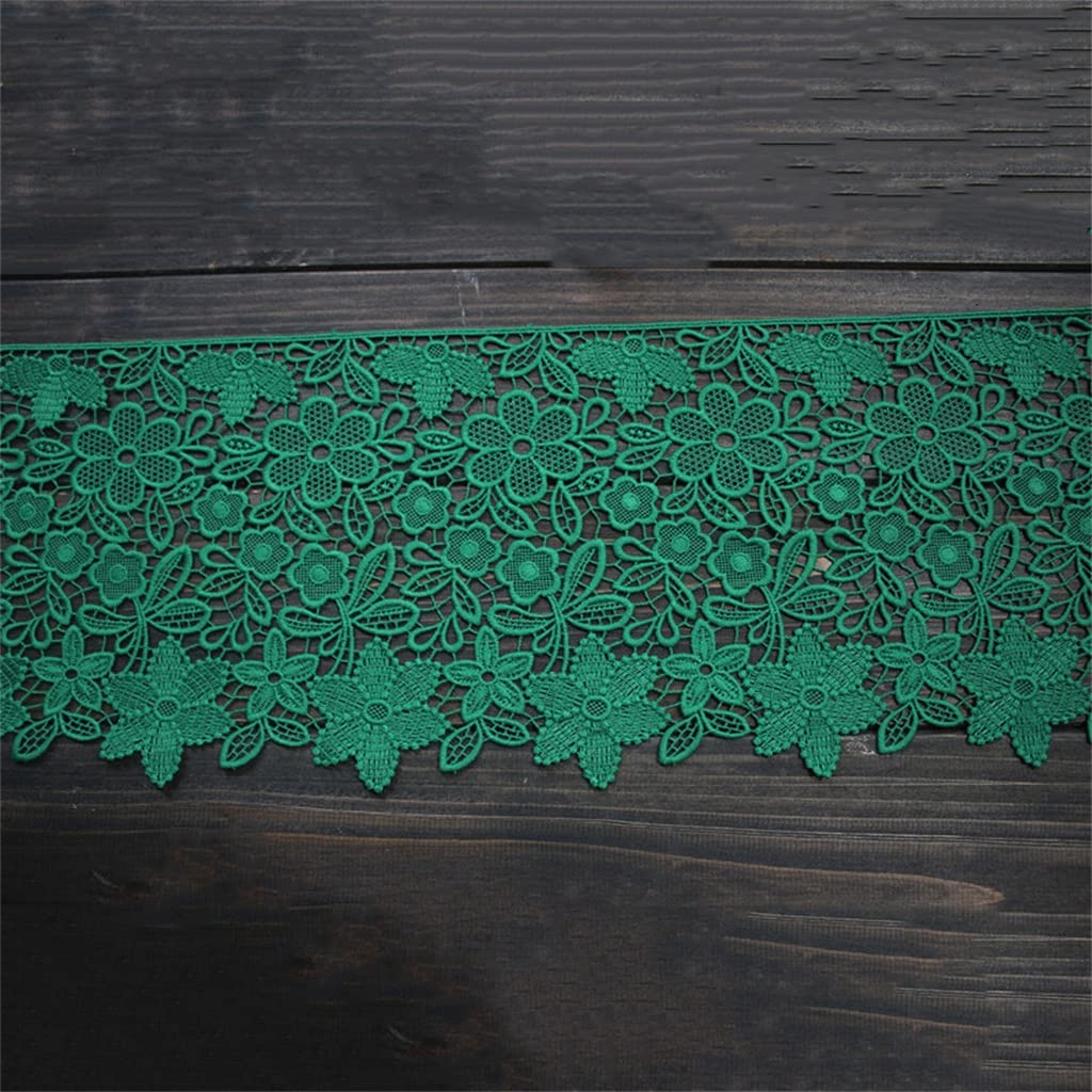 Générique Fleurs Vertes Broderie Coton Tissu Dentelle Ruban DIY Turban Jupe Rideau Canapé Guipure Garnitures Couture Décor (Couleur : Vert, Taille : 18CM) (Vert 18CM)
