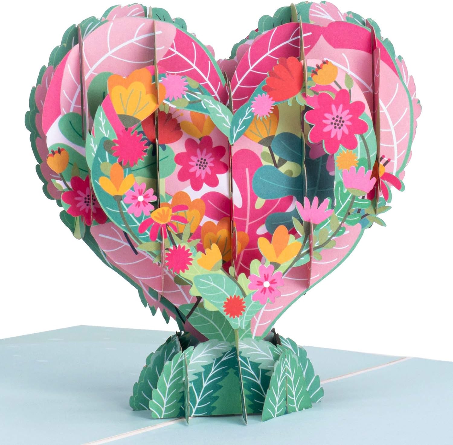 Paper Love 3D Pop Up Card, Flower Heart, Handmade Popup Greeting Cards, For Thinking of You, Thanks You, Just Because, Birthday, Mother's Day, Valentine's Day, All Occasion, 5" x 7"