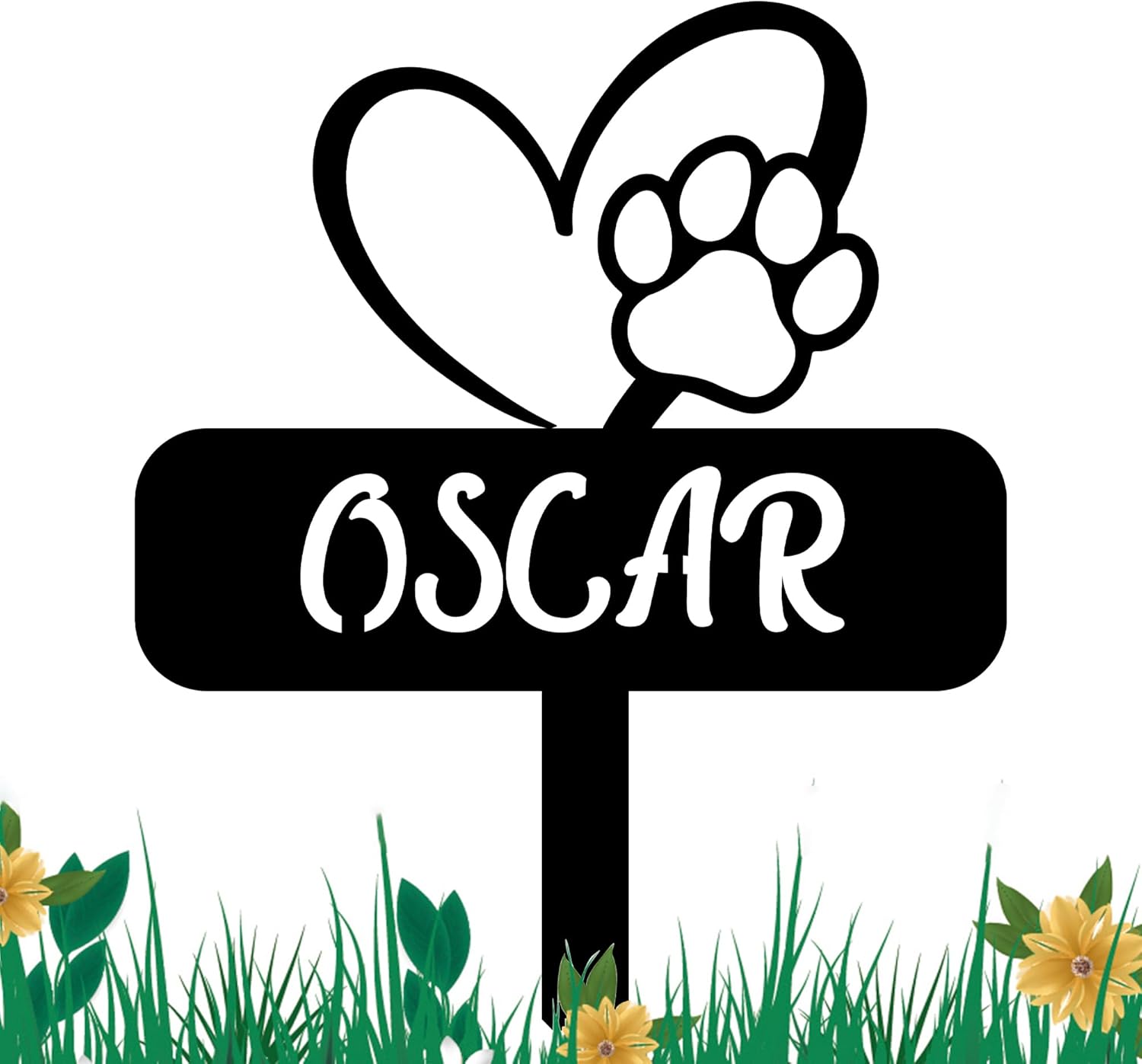 Heart with Dog Paw Metal Garden Stake, Personalized Dog Memorial Yard Decor, Custom Dog Name Sign, Dog Lovers Gift, Pet Walker Art, Outdoor Yard Decor, Patio, Lawn Decorations, Housewarming Gift