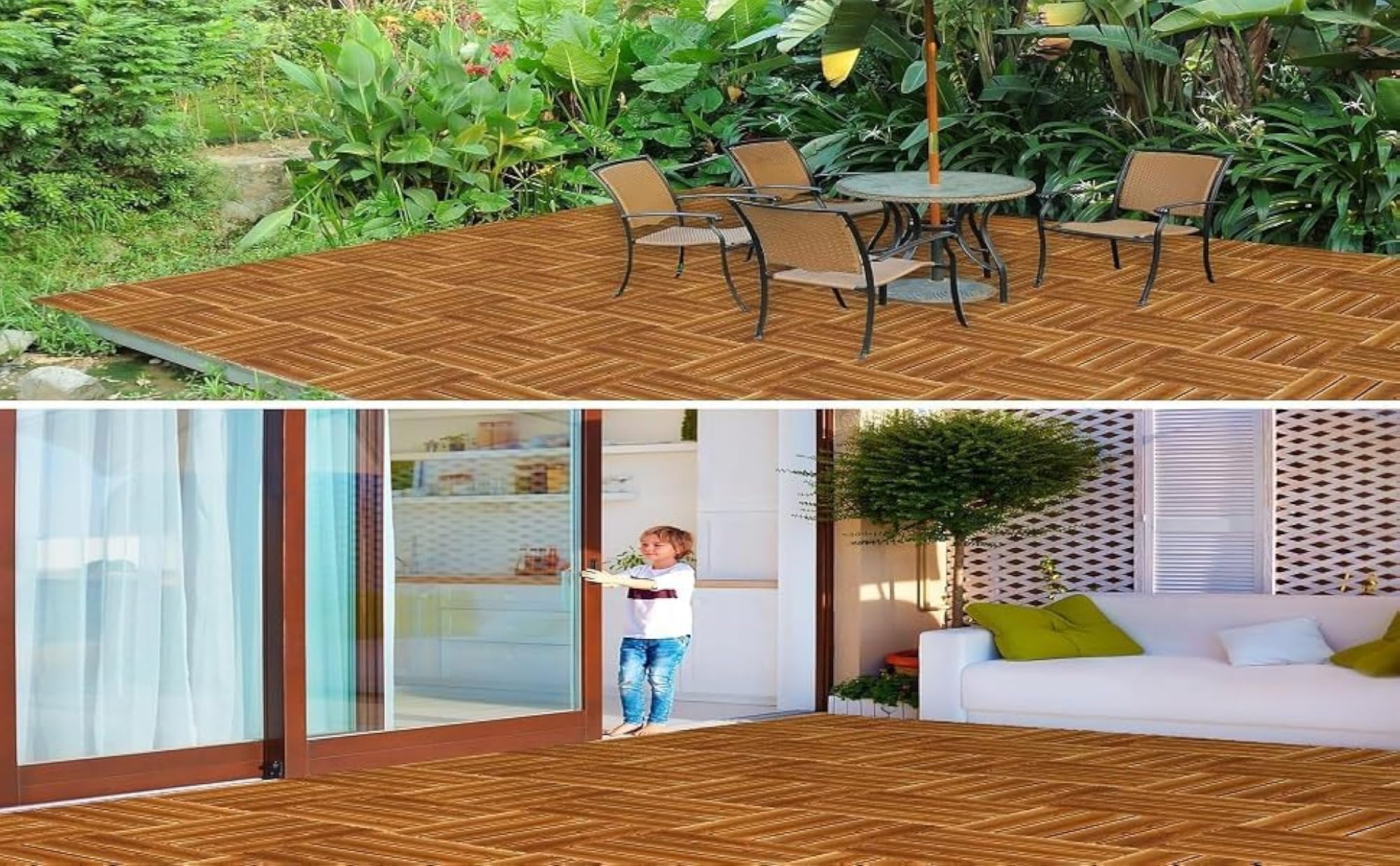 Interlocking Deck Tiles for Outdoor Use