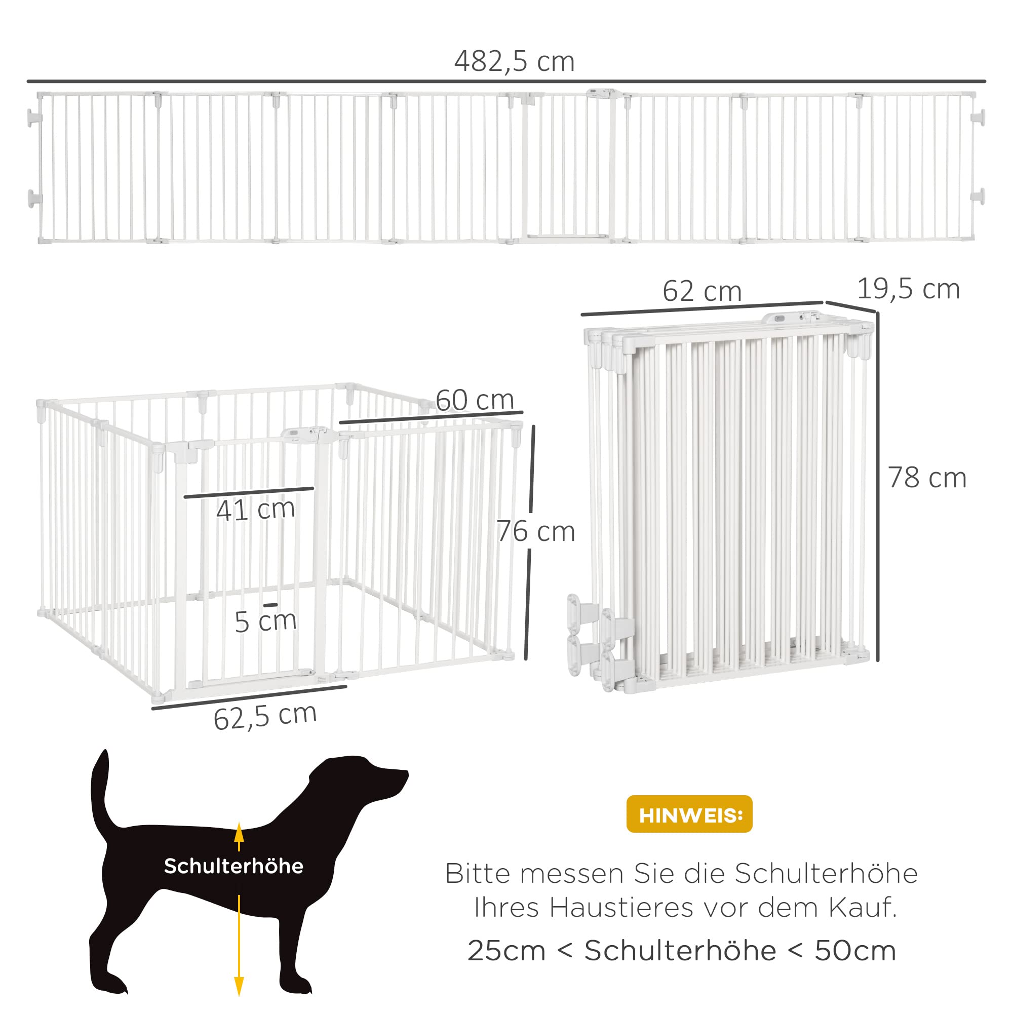 PawHut Puppy Run Outdoor Behuizing voor Honden Beschermrooster 8 Panelen 60 x 76 cm Wit