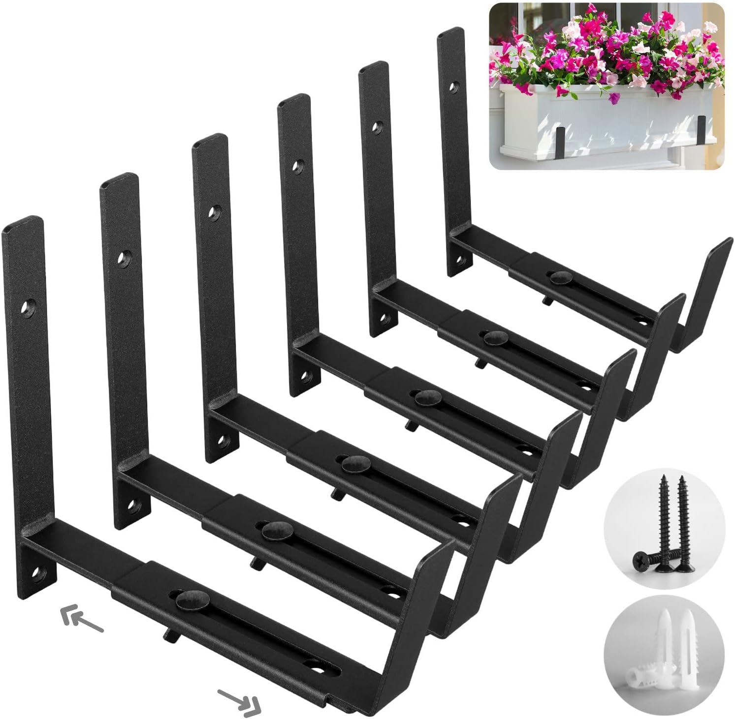 KIVATA Window Box Brackets, Adjustable Planter Box