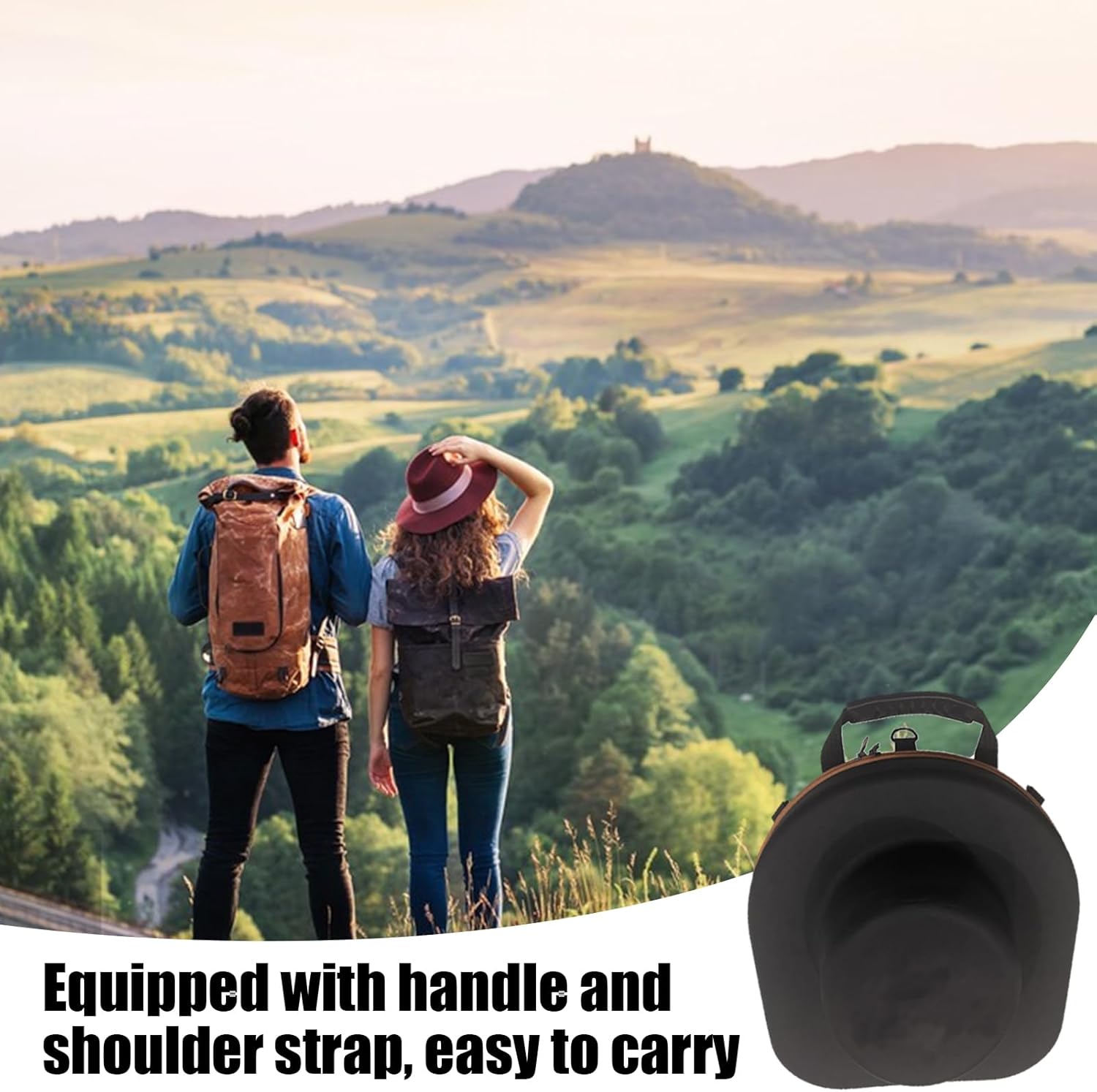 Cowboy Hat Travel Case - Portable Cowboy Hat Storage Box Crush Proof Hat Carrier Case for Travel Protects up to 2 Cowboy with Carrying Handle, Shoulder Strap, Luggage Strap